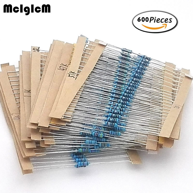 MCIGICM 600 Pcs 1/4W 1% 20PCS 30Values Metal Film Resistor Assortment Kit Set pack electronic diy kit resistor