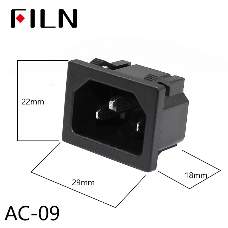 IEC320 C14 Electrical AC Socket 3 pin red LED 250V Rocker Switch 10A fuse female male inlet plug connector 2 pin socket