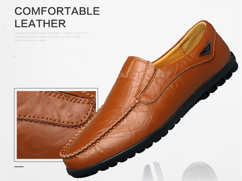 Genuine Leather Men Casual Shoes Luxury Brand 2019 Mens Loafers Moccasins Breathable Slip on Black Driving Shoes