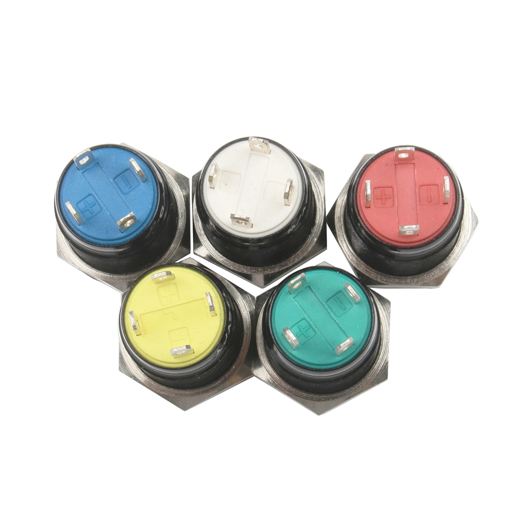 Push Button Switch 4 Pin 12mm Waterproof illuminated Led Light Metal Flat Momentary Switches  power mark 3V 6V 12V 24V
