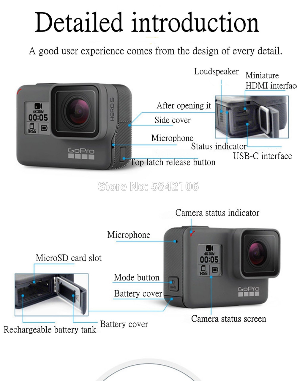 Gopro HERO 5 Black Action Camera Outdoor Sports Camera with 4K Ultra HD Video   gopro 5  good products