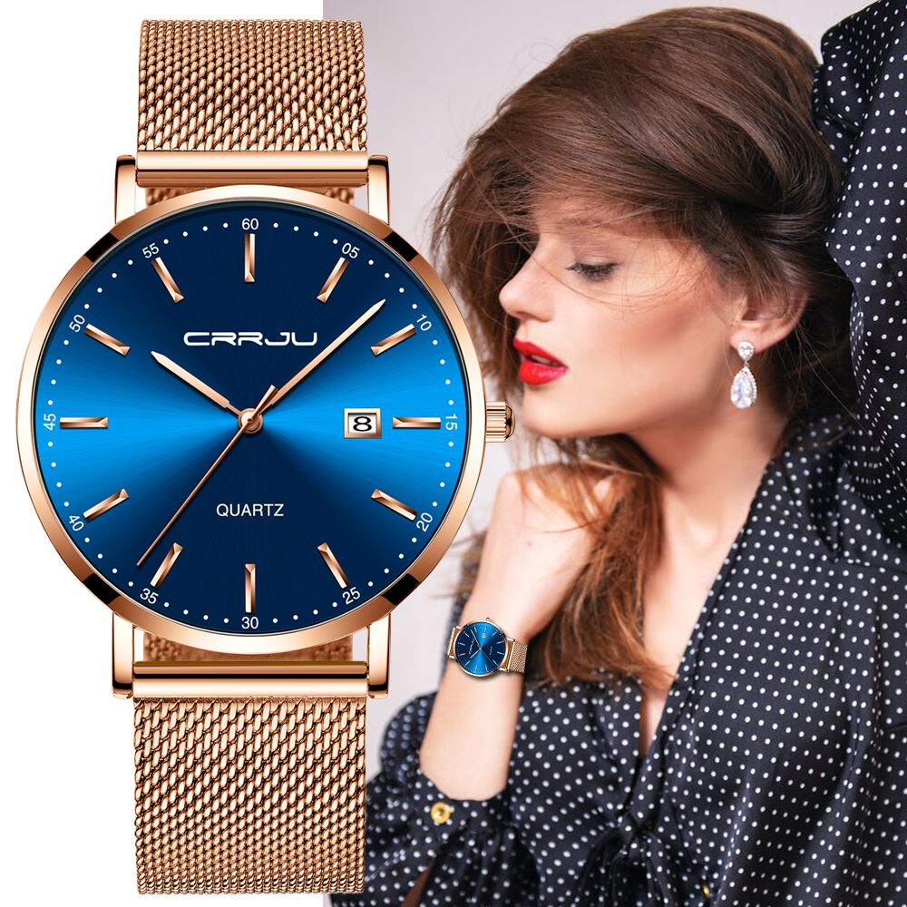 CRRJU Luxury Fashion Woman Bracelet Watch Women Casual Waterproof Quartz Ladies Dress Watches Gift lover Clock
