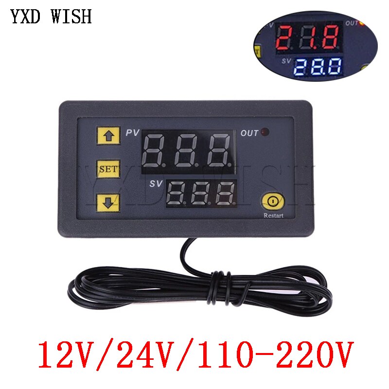 W3230 Mini Digital Temperature Controller 12V 24V 220V  Control Thermoregulator With Sensor good quality