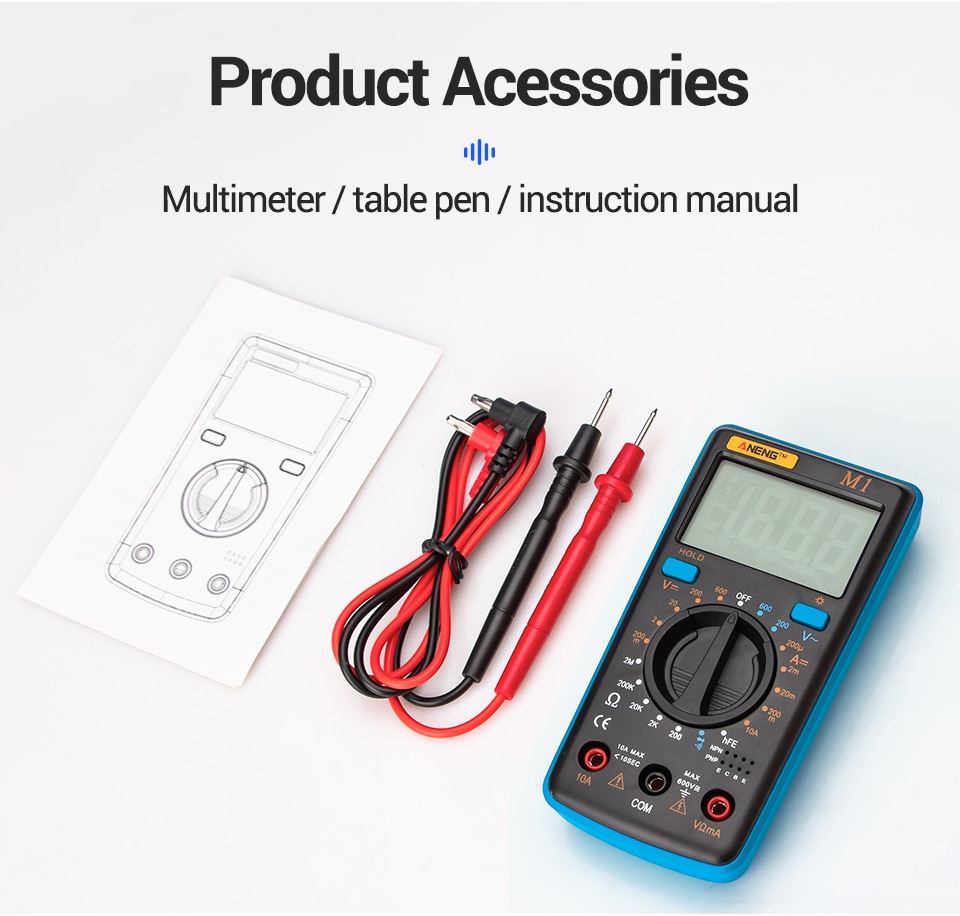 ANENG M1 Tester True Rms Digital Multimeter Testers Multi Meter Richmeters Dmm 400a 10A