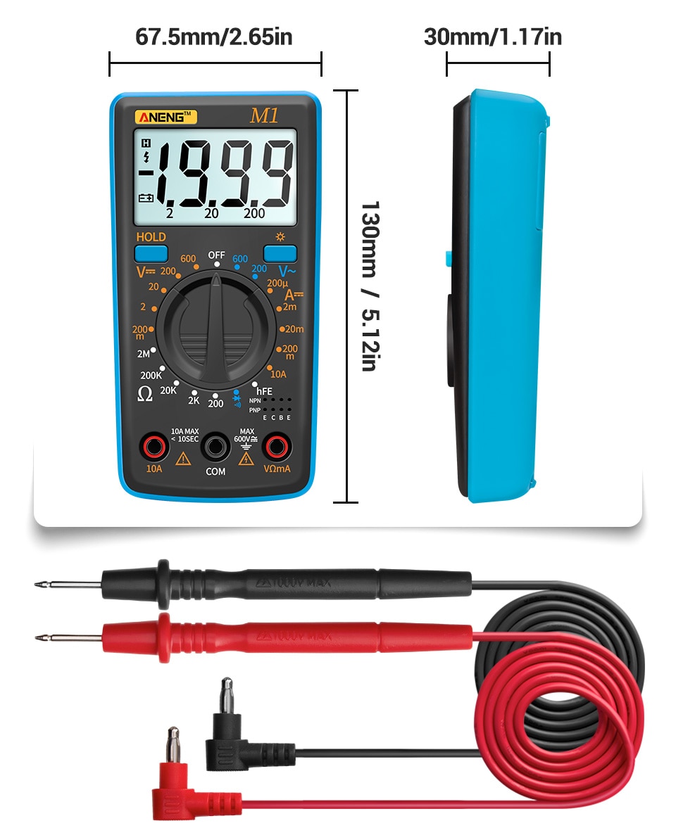 ANENG M1 Tester True Rms Digital Multimeter Testers Multi Meter Richmeters Dmm 400a 10A