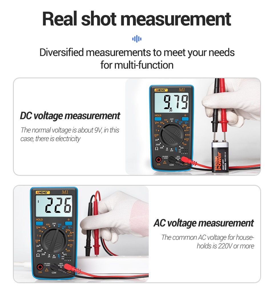 ANENG M1 Tester True Rms Digital Multimeter Testers Multi Meter Richmeters Dmm 400a 10A