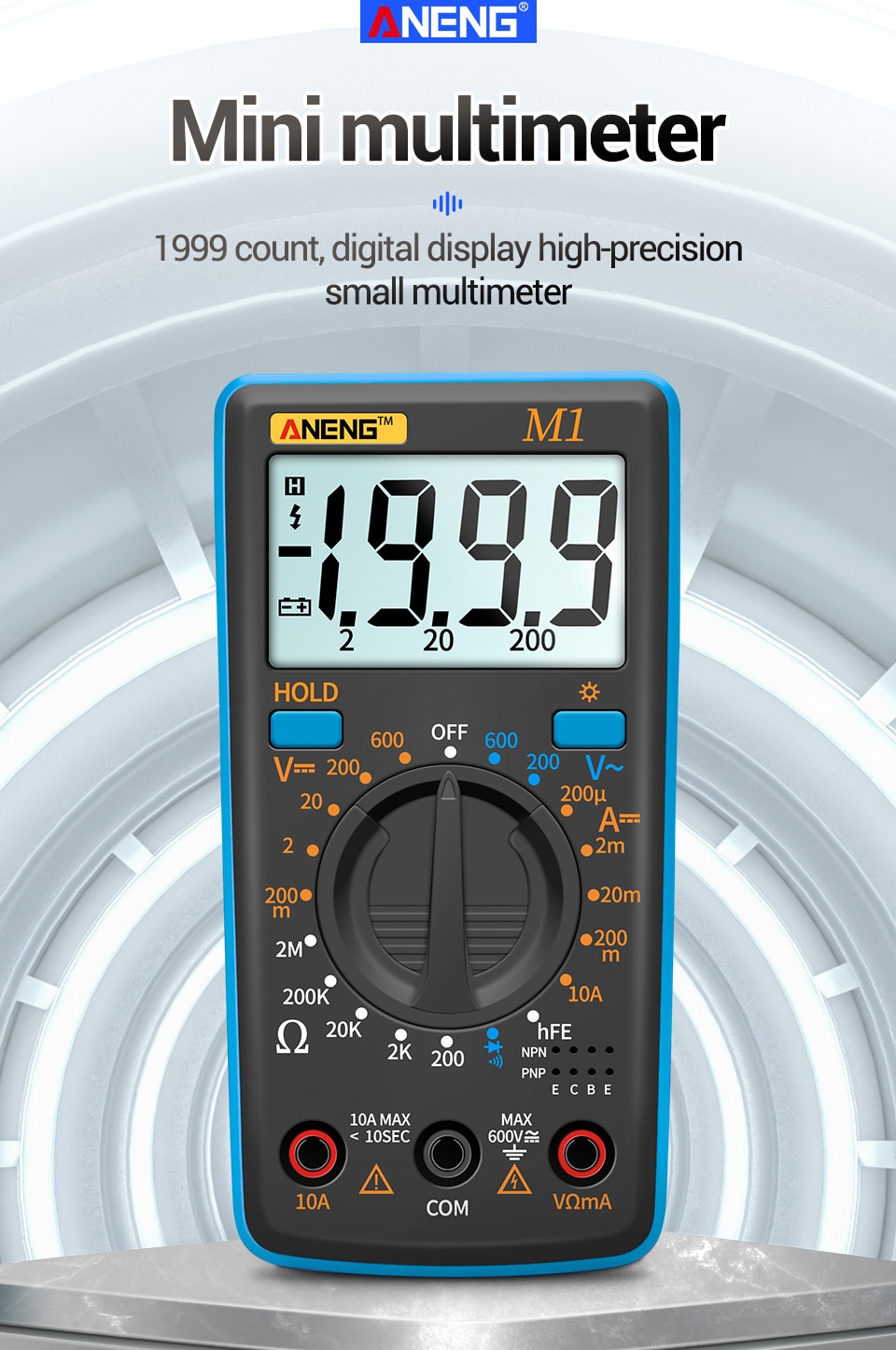 ANENG M1 Tester True Rms Digital Multimeter Testers Multi Meter Richmeters Dmm 400a 10A