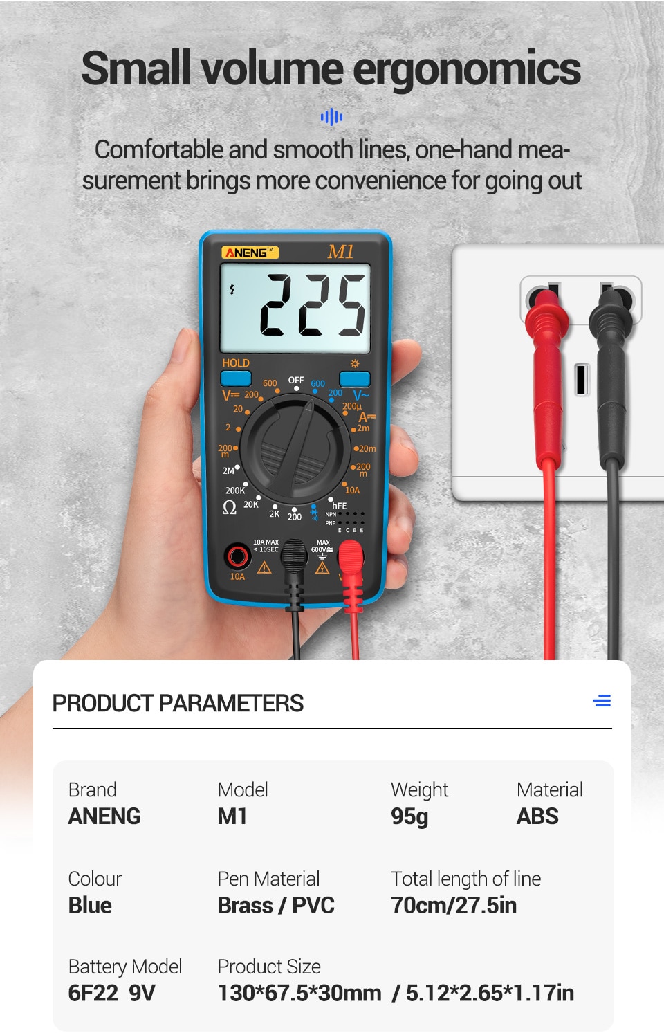 ANENG M1 Tester True Rms Digital Multimeter Testers Multi Meter Richmeters Dmm 400a 10A