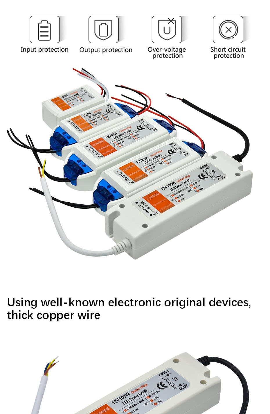 1pcs DC12V Power Supply Led Driver 18W / 28W / 48W / 72W / 100W Adapter Lighting Transformer Switch original