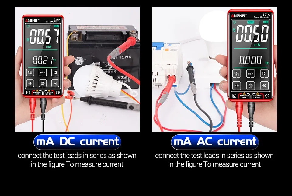 ANENG 621A Smart Digital Multimeter Touch Screen Multimetro Tester Transistor 9999 Counts True RMS Auto Range DC/AC 10A Meter