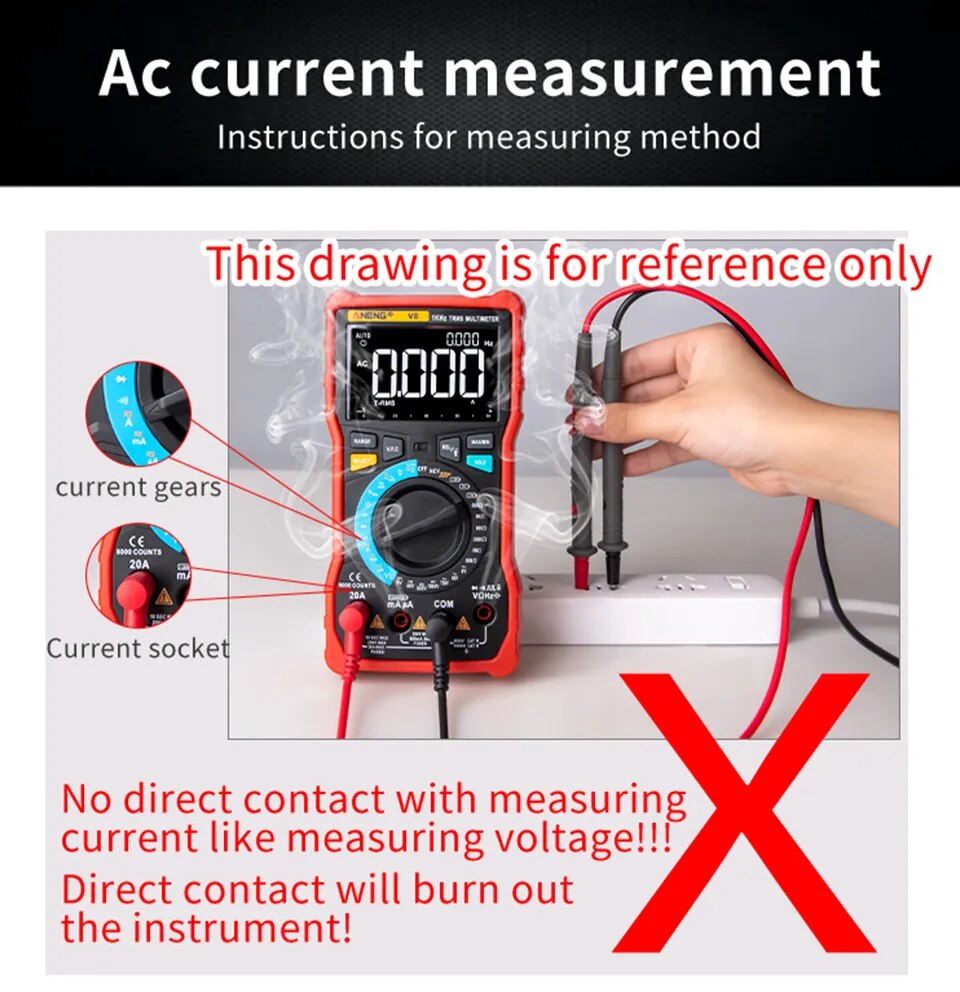 ANENG DT9205A-12 1999 Counts Digital Multimeter AC/DC Voltage Current Tester Electrical Test Meter Profesional Analog Multimetro