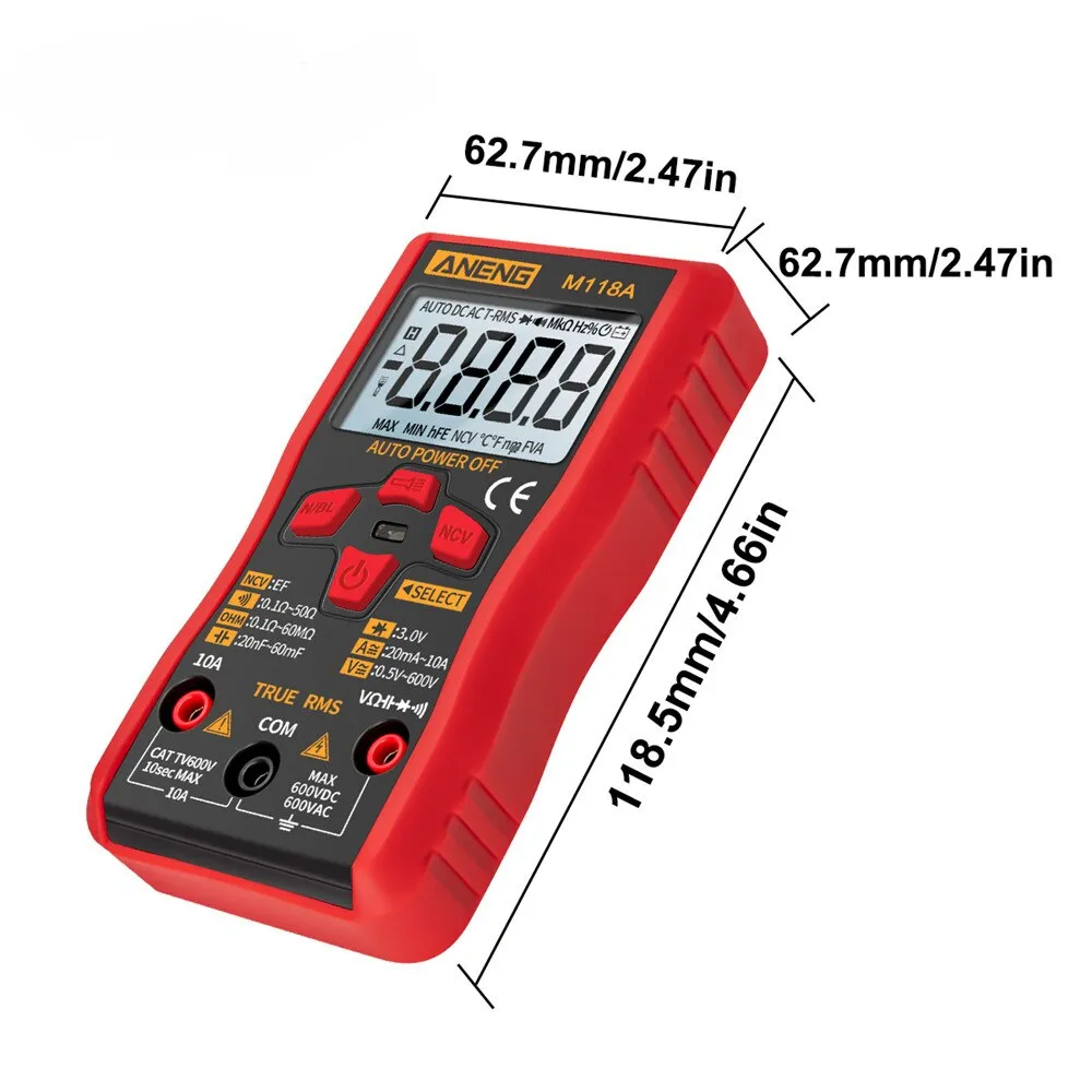 ANENG M118A Digital Mini Multimeter Tester with NCV Data Hold 6000counts Auto Mmultimetro True Rms Tranistor Meter