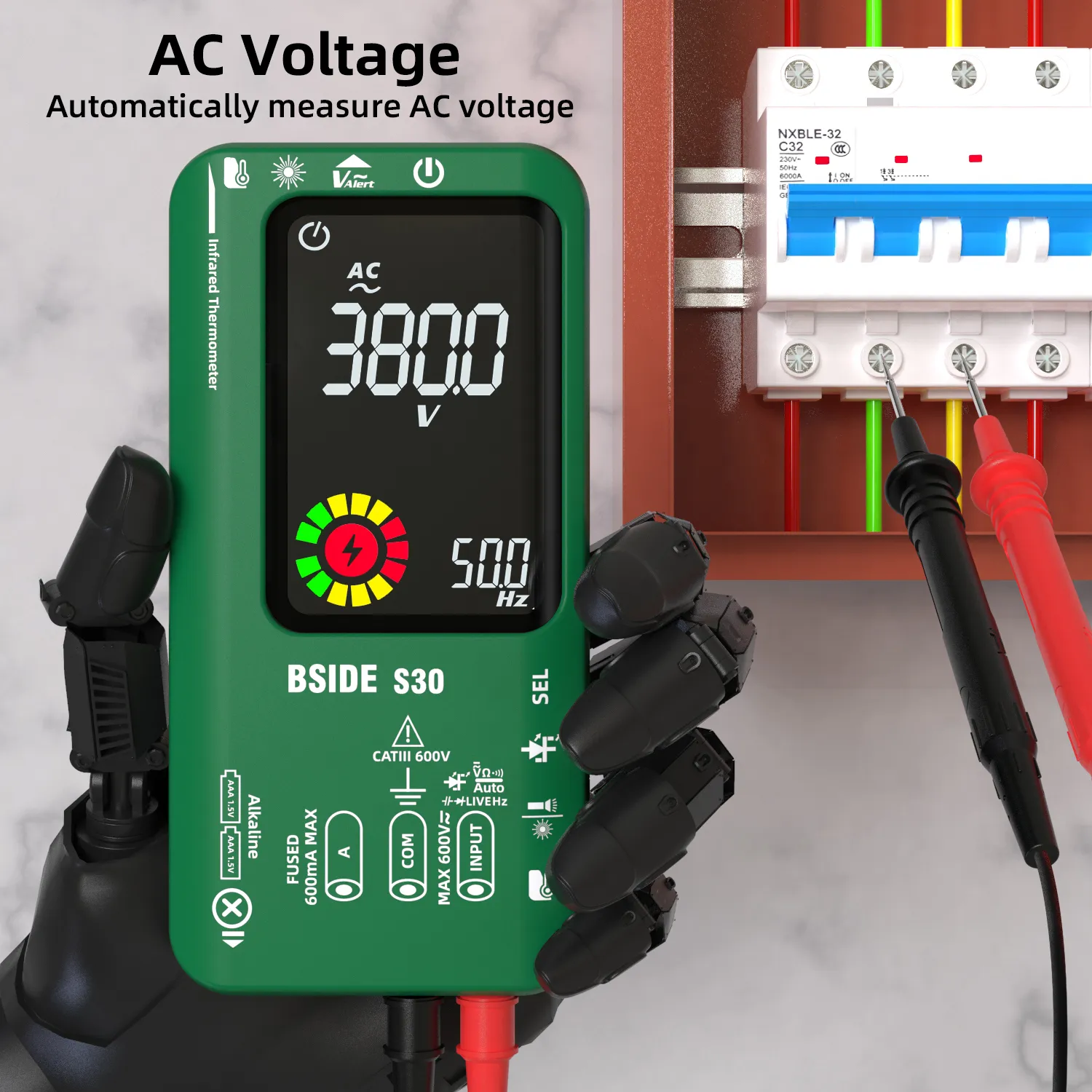 Digital Multimeter Smart Multitister 9999 T-RMS DC AC Voltage Current 15V Diode Capacitor Ohm NCV USB Rechargeable Tester