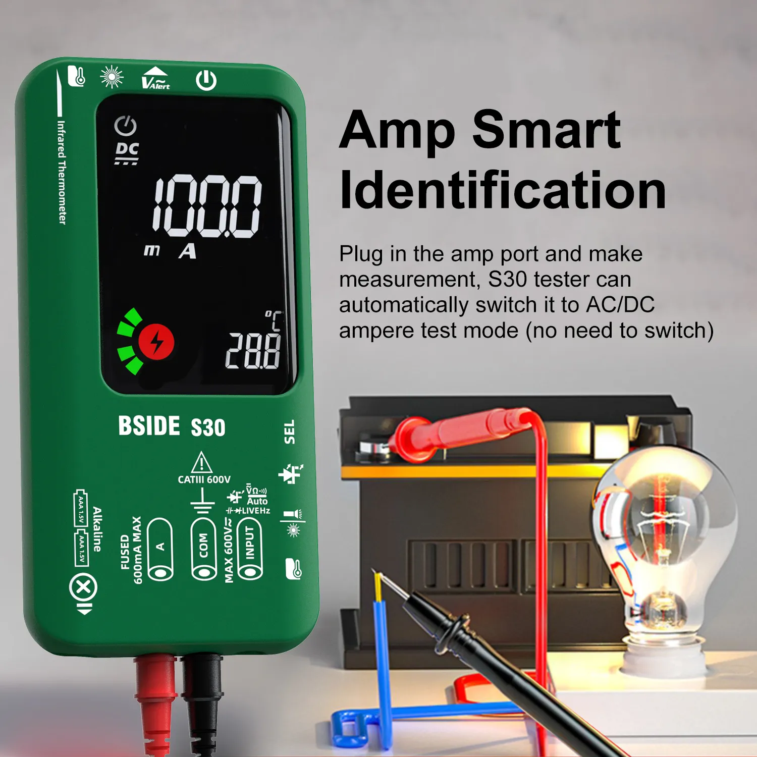 Digital Multimeter Smart Multitister 9999 T-RMS DC AC Voltage Current 15V Diode Capacitor Ohm NCV USB Rechargeable Tester