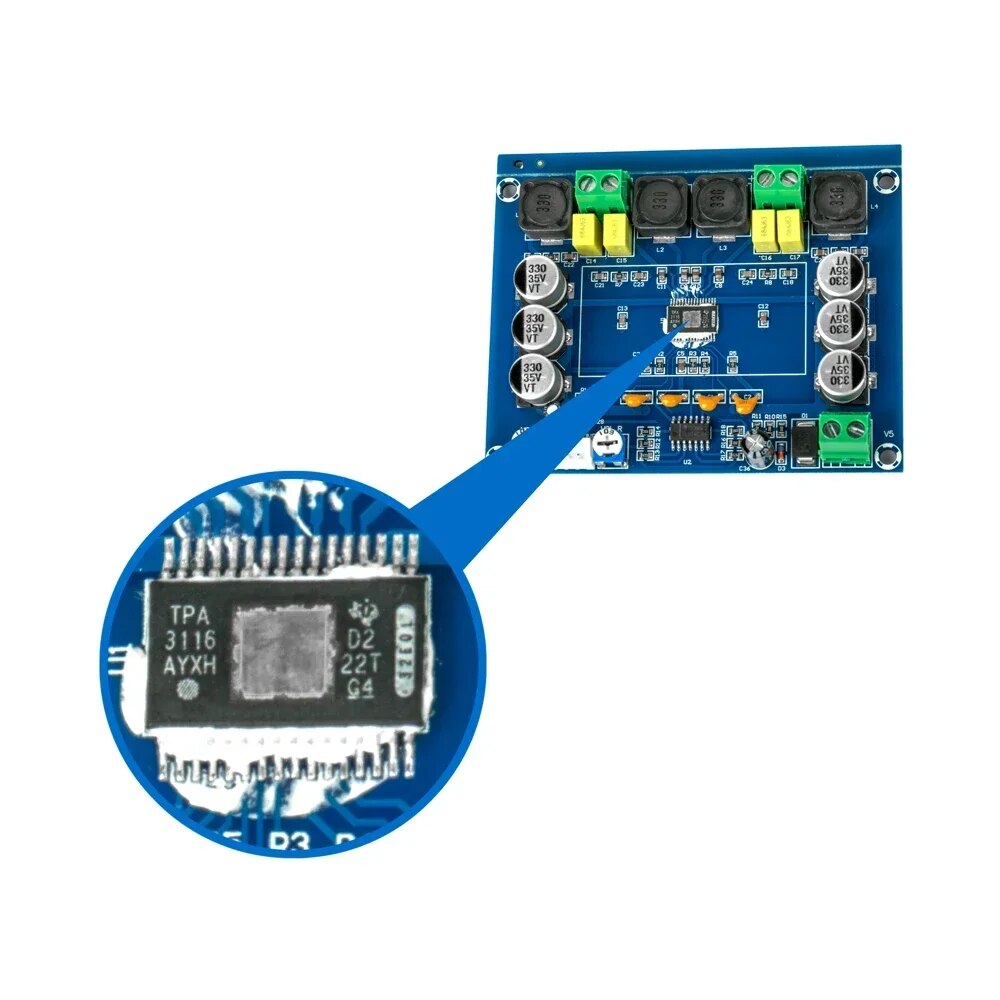 DC 12V 24V 120W*2 TPA3116 D2 Dual Channel digital Power audio amplifier board  good