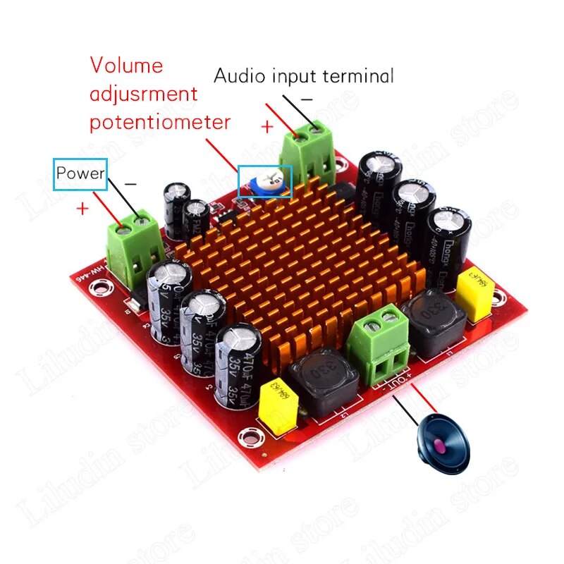 Digital Amplifier Board TPA3116DA TPA3116 150W D2 Mono Channel Digital Power Audio Amplifier Board XH-M544 DC 12V 24V