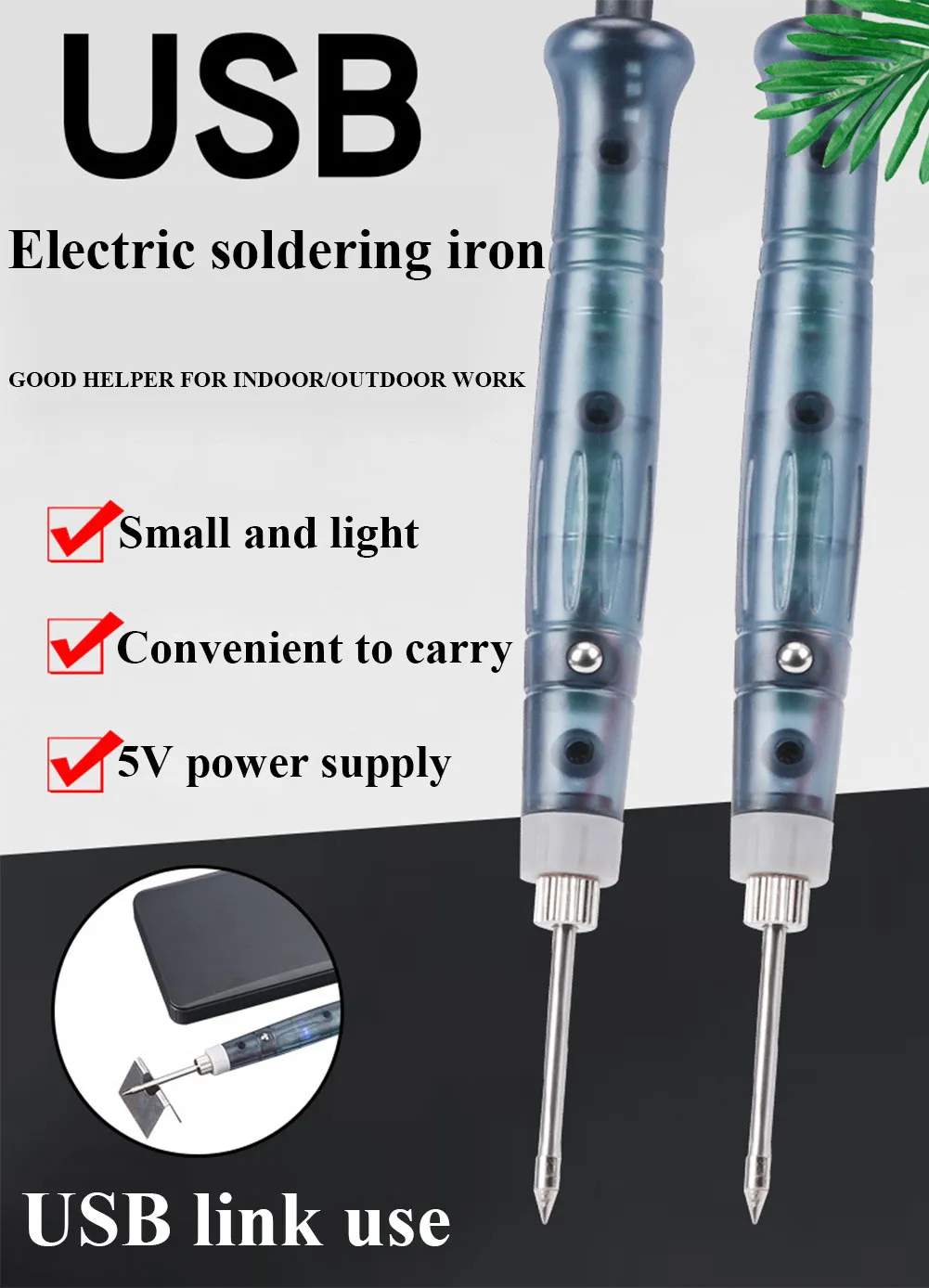 5V USB Soldering Iron Professional Electric Heating Tools Rework With Indicator Light Handle Welding Gun BGA Repair