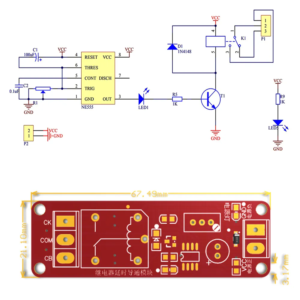 DC 5V 12V Time Delay Relay NE555 Time Relay Shield Timing Relay Timer Control Switch