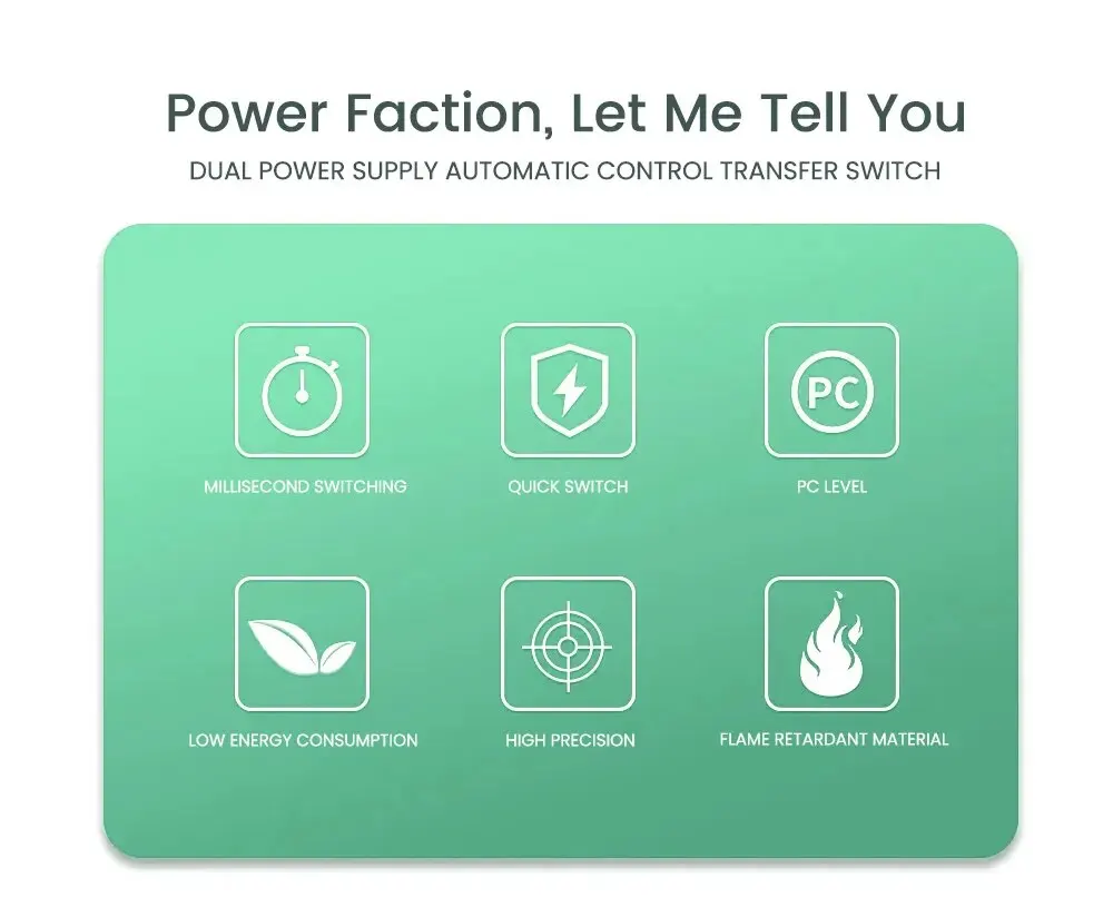 Din Rail 2P 3P 4P ATS Dual Power Automatic Transfer Switch Electrical Selector Switches Uninterrupted Power 63A 100A TONGOU Mini min