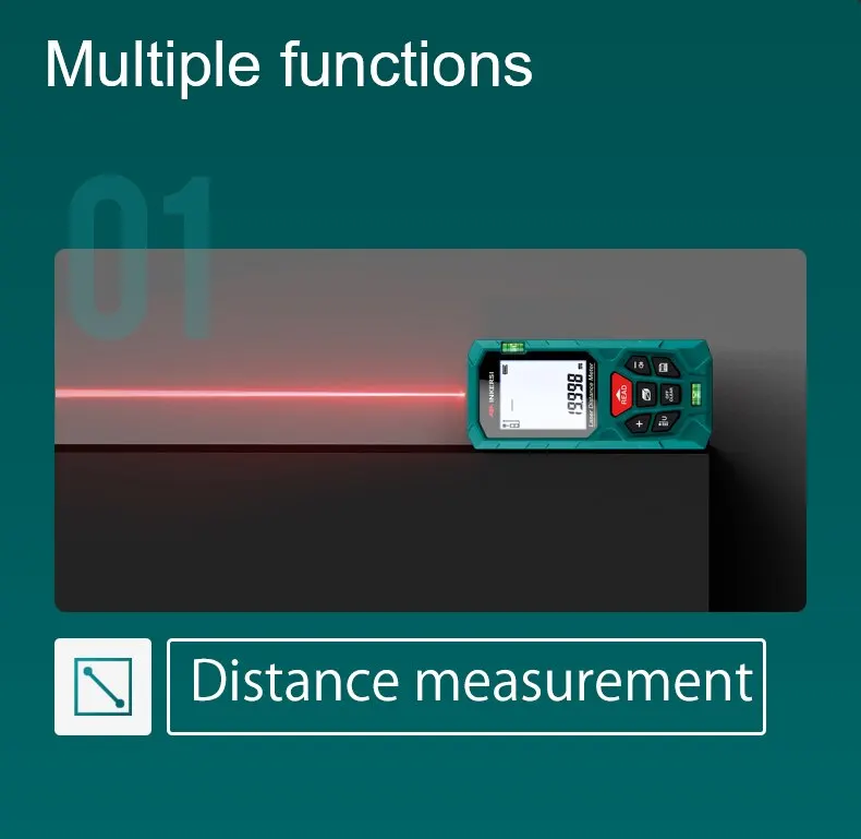 INKERSI Laser Rangefinder Digital Tape Measure 40M/70M/120m High Precision Laser Distance Meter Roulette Range Finder No Battery