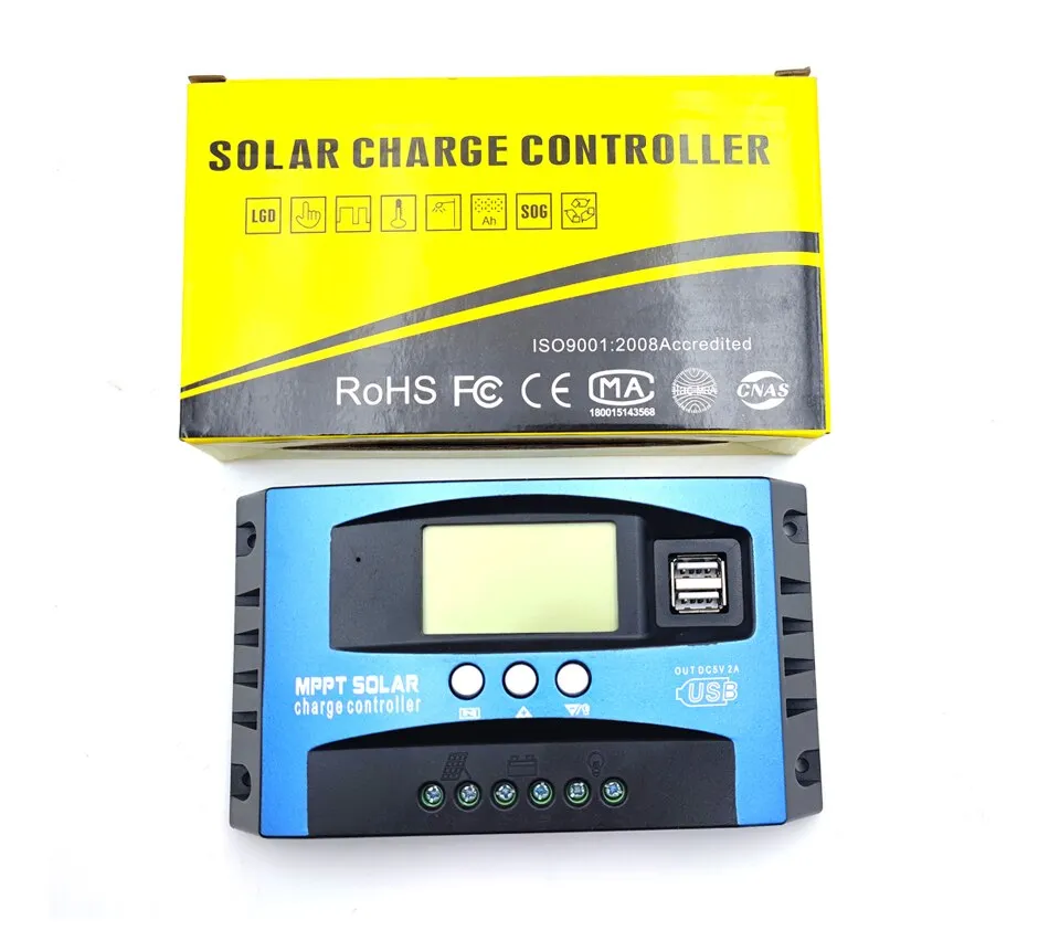 Solar Charge Controller MPPT 30A 40A 50A 60A 80A 100A LCD Display 12V 24V AUTO Dual USB Solar Charge And Discharge Controller