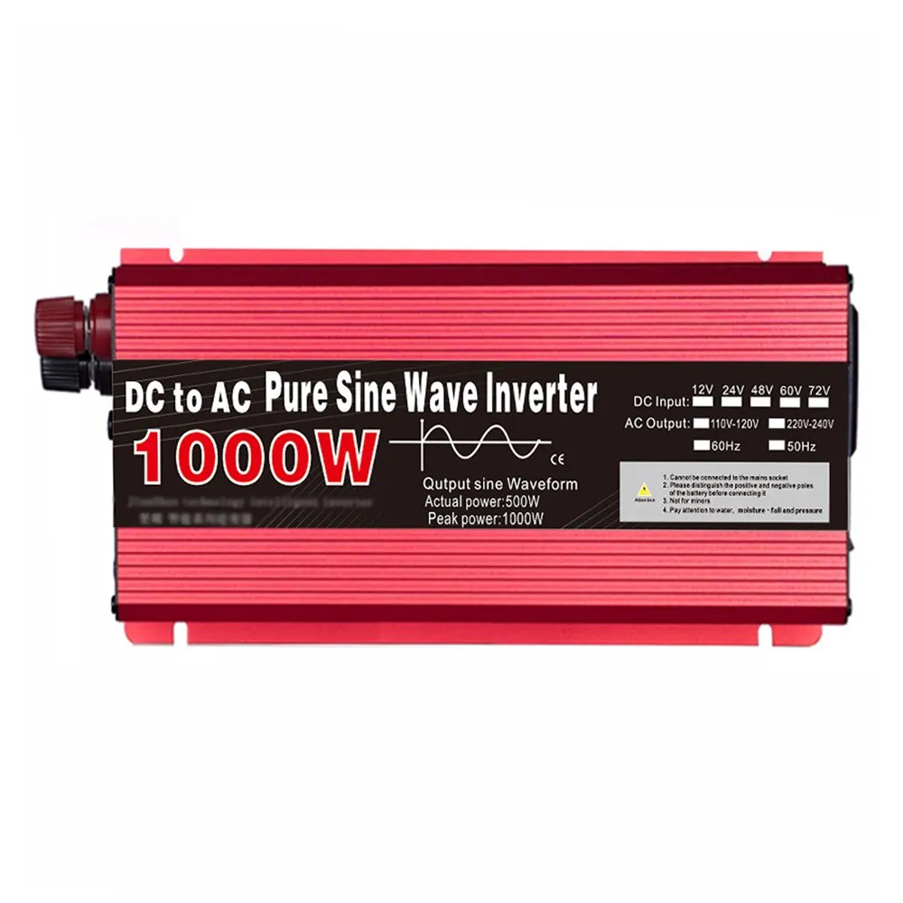 Pure Sine Wave Inverter DC 12v To AC 220V 1000W Portable Power Bank Converter Solar Inverter