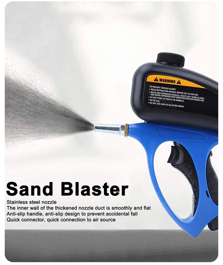 1Pcs Adjustable Sandblasting Gun 90psi Portable Sand Blaster Sand Blasting Machine Gravity Small Handheld Pneumatic Blasting Gun