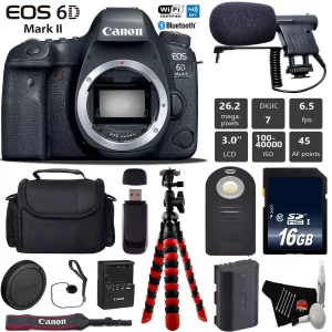 Canon EOS 6D Mark II DSLR Camera (Body Only) + Wireless Remote + Condenser Micro