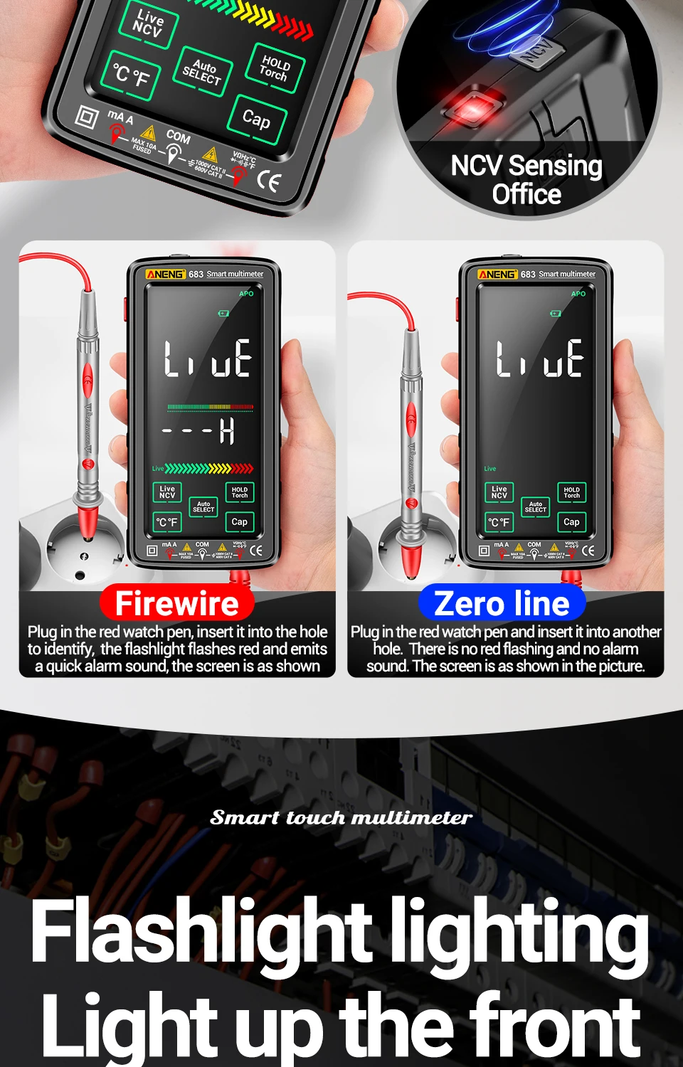 ANENG 683 Smart Multimeter High-end Touch 6000 Counts Multimetro Test Rechargeable Multitester AC/DC Voltage Tester Current Tool