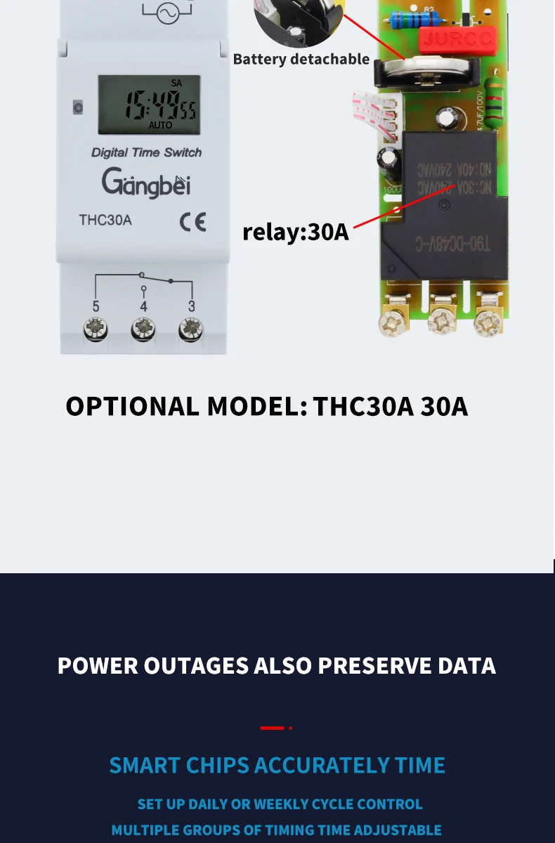 Weekly 7 Days Programmable Digital TIME SWITCH Relay Timer Control AC 220V 230V 110V 24V 12V 16A 30A Din Rail Mount