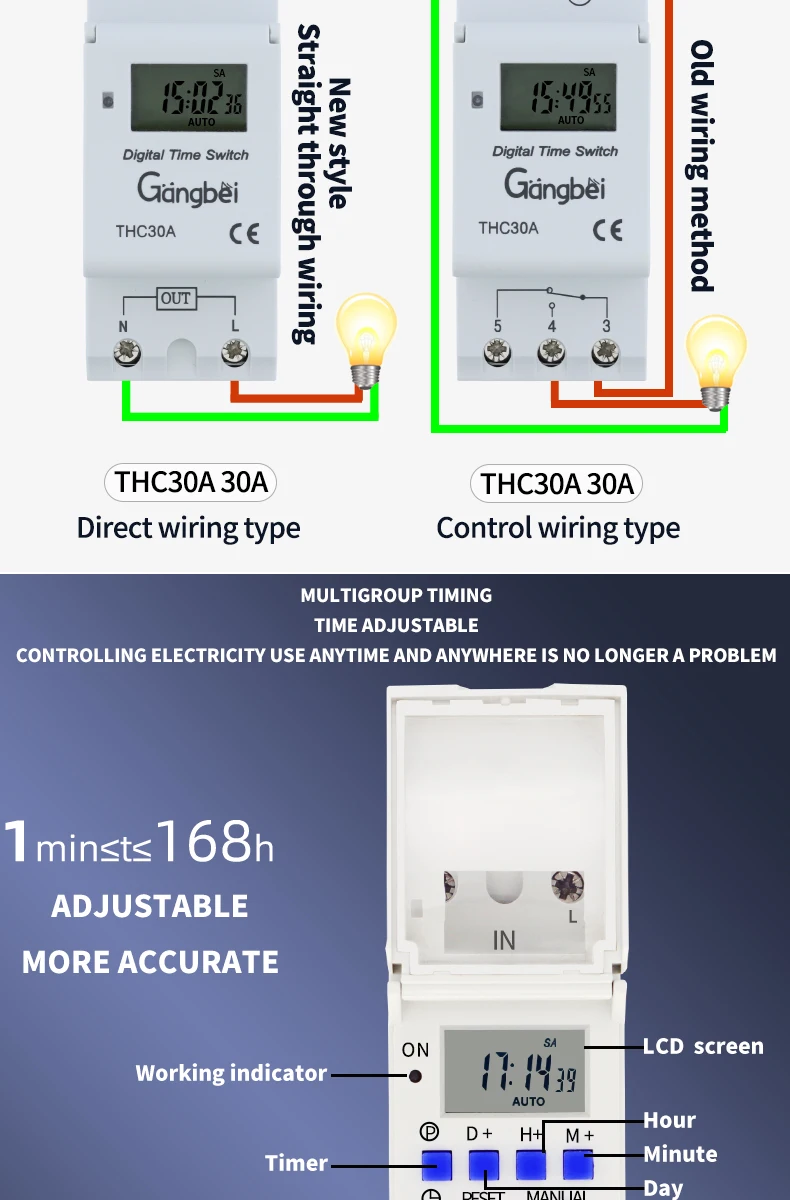 Weekly 7 Days Programmable Digital TIME SWITCH Relay Timer Control AC 220V 230V 110V 24V 12V 16A 30A Din Rail Mount