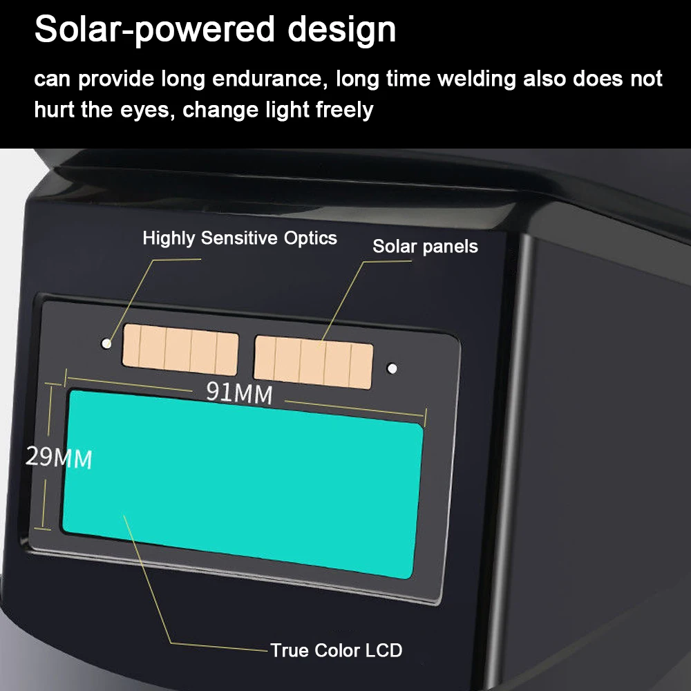 Welding Mask Solar Automatic Dimming Large View True Color 130℃ High Temperature Resistant Welder Auto Darkening Welding Helmet