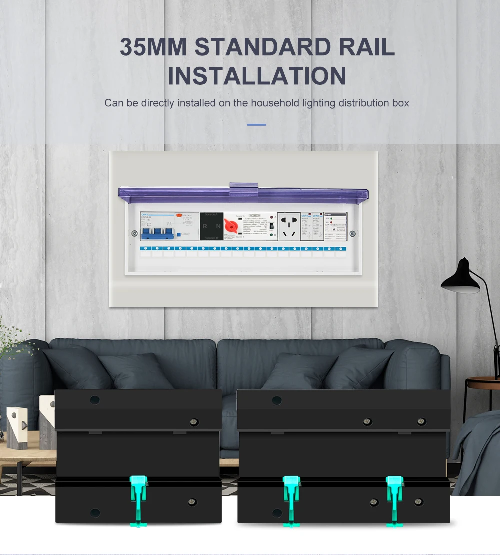 Din Rail 2P 3P 4P ATS Dual Power Automatic Transfer Switch Electrical Selector Switches Uninterrupted Power 63A 100A TOMZN Mini