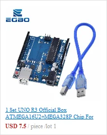 1~10PCS EGBO high quality One set UNO R3 (CH340G) MEGA328P for Arduino UNO R3 + USB CABLE ATMEGA328P-AU Development board