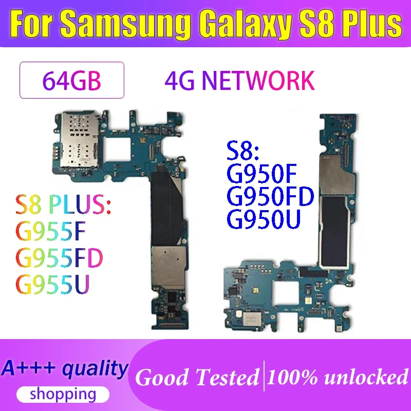 100% Working Unlocked Main Board For Samsung Galaxy S8 Plus G955F G955FD G955U S8 G950F G950FD 64GB Motherboard Logic Board