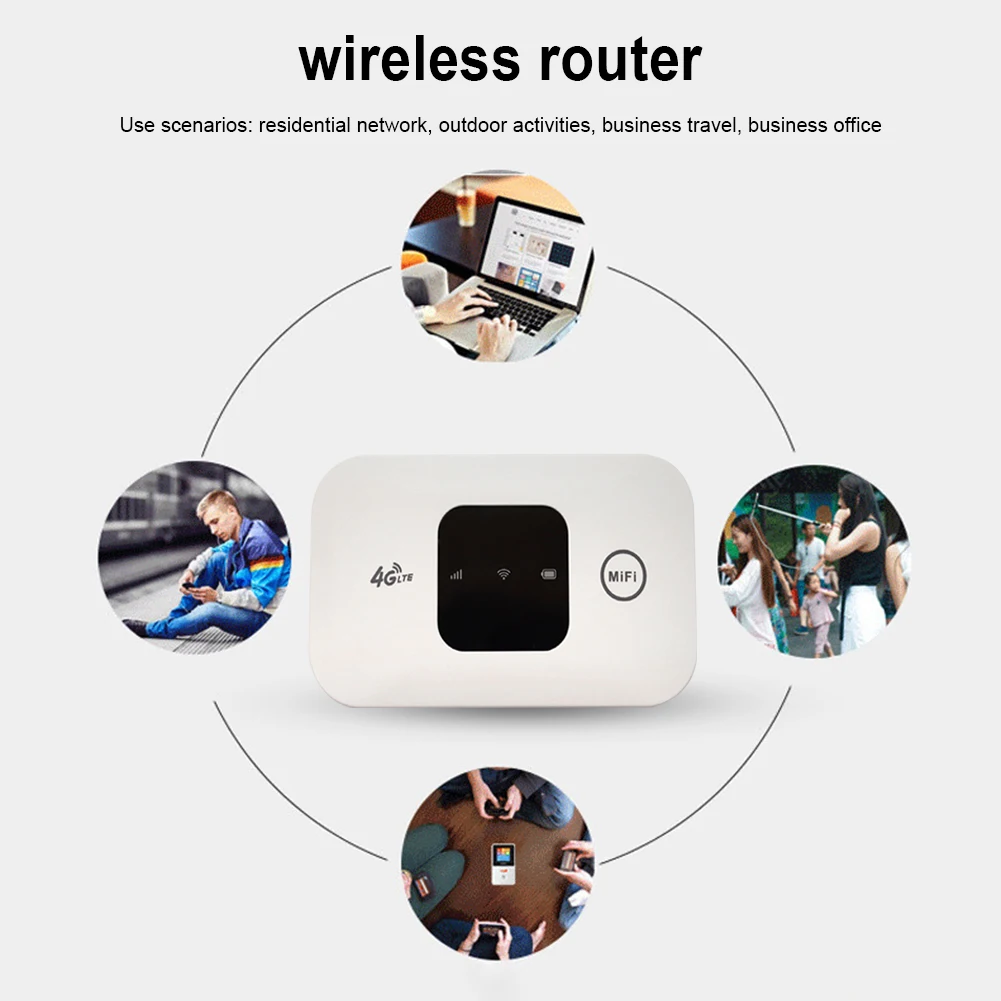 Portable 4G Wireless Router 150Mbps 4G LTE WiFi Router 2800mAh Car Mobile WiFi Hotspot with SIM Card Slot Wireless MiFi Modem