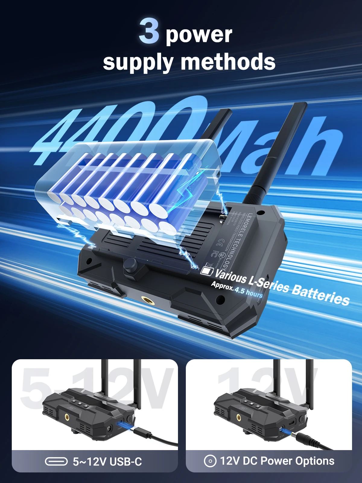 Lemorele R200 Wireless Transmission with dual HDMI Display Extender kit 200M Support NP-F750 5.8Ghz For Camera Live / PC To TV