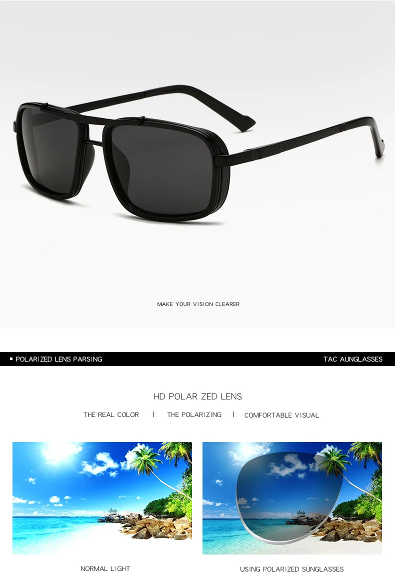 New Sunglasses Punk Sunglasses New Men's Square Uv400 Twin-beam Aviator Sunglasses